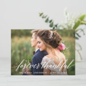 Moderne Kalligraphie für immer dankbare Hochzeit Dankeskarte (Stehend Vorderseite)