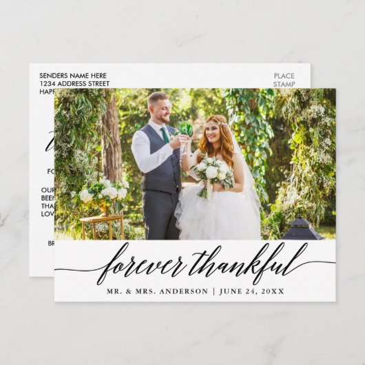 Moderne Kalligraphie für immer dankbare Hochzeit Postkarte (Vorne/Hinten)