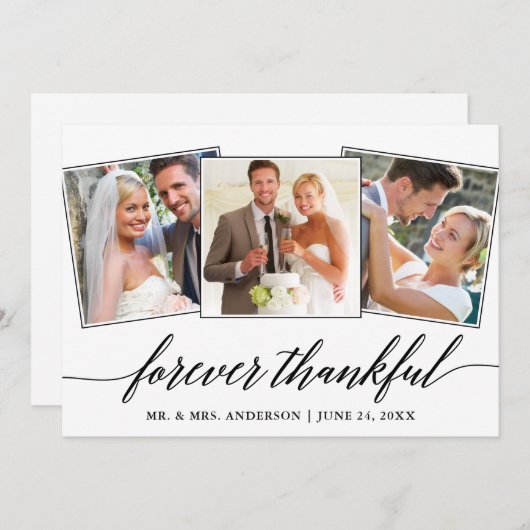 Moderne Kalligraphie für immer Dankbares 3 Foto Dankeskarte (Vorne/Hinten)