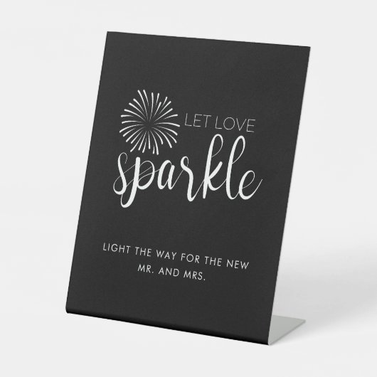Moderne Kalligraphie Gelassen Liebe Sparkle Weddin Sockelschild (Vorderseite)