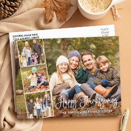 Moderne Kalligraphie glücklich Erntedankfest 4 Fot Postkarte