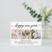 Moderne Kalligraphie glücklich Neues Jahr 3 Foto Postkarte (Stehend Vorderseite)