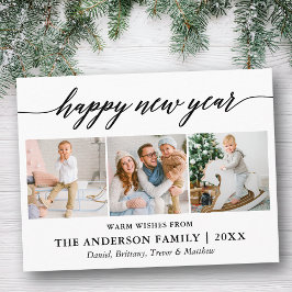 Moderne Kalligraphie glücklich Neues Jahr 3 Foto Postkarte