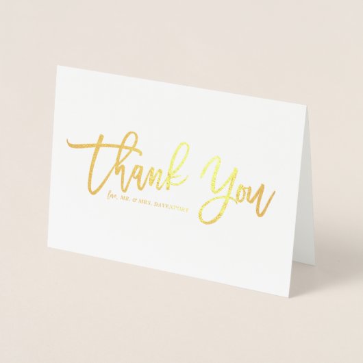 Moderne Kalligraphie Gold Foil Vielen Dank Folienkarte (Vorderseite)