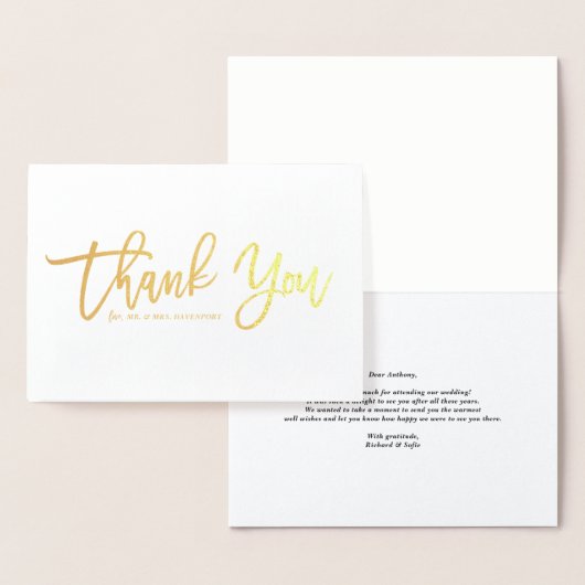 Moderne Kalligraphie Gold Foil Vielen Dank Folienkarte (Anzeige)