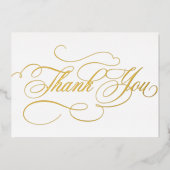 Moderne Kalligraphie Gold Hochzeit Danke Karte (Vorderseite)