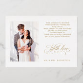 Moderne Kalligraphie Gold Hochzeit Danke Karte (Rückseite)