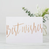 Moderne Kalligraphie Gold Rose "Beste Wünsche" Karte (Stehend Vorderseite)
