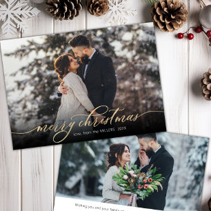 Moderne Kalligraphie Gold Script 2 Foto Weihnachte Feiertagskarte