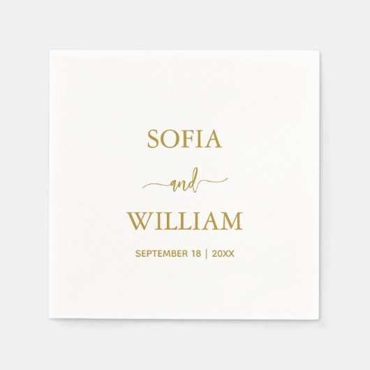 Moderne Kalligraphie Gold Script Monogram Hochzeit Serviette (Vorderseite)