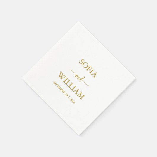 Moderne Kalligraphie Gold Script Monogram Hochzeit Serviette (Ecke)