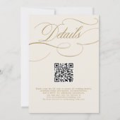 Moderne Kalligraphie Gold weißen QR-Code Hochzeit Einladung (Rückseite)