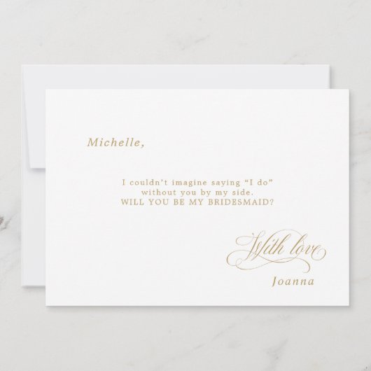 Moderne Kalligraphie Gold werden Sie meine Bridmai Einladung (Rückseite)