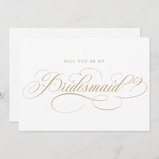 Moderne Kalligraphie Gold werden Sie meine Bridmai Einladung (Vorne/Hinten)