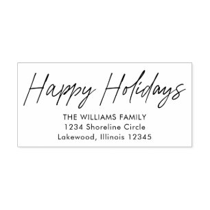 Moderne Kalligraphie Happy Holidays Rücksendeadres Permastempel