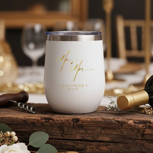 Moderne Kalligraphie Herr & Frau Gold ID1025