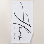 Moderne Kalligraphie Hers Honeymoon Strandtuch (Vorderseite)