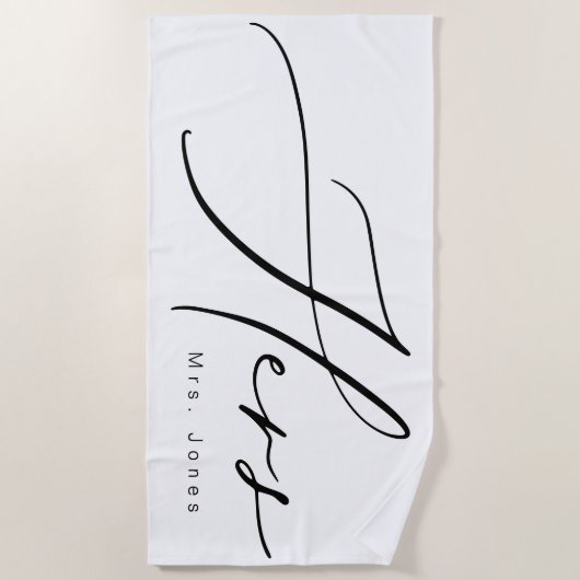 Moderne Kalligraphie Hers Honeymoon Strandtuch (Vorderseite)