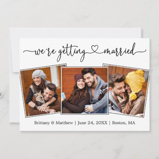 Moderne Kalligraphie Herz 3 Foto Erlangung der Ver Save The Date (Vorderseite)