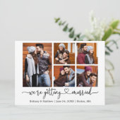 Moderne Kalligraphie Herz 5 Fotos Verheiratung Save The Date (Stehend Vorderseite)