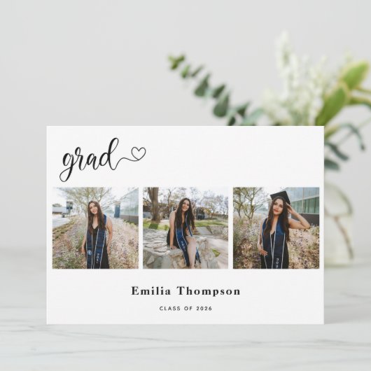 Moderne Kalligraphie-Herz-Graduierung 3 Foto Colla Ankündigung (Stehend Vorderseite)