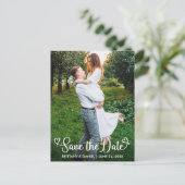 Moderne Kalligraphie Herz Save the Date Foto Postkarte (Stehend Vorderseite)