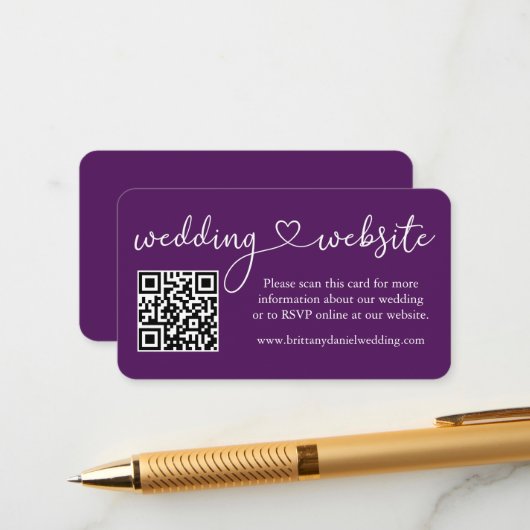 Moderne Kalligraphie HerzensWedding Website QR Lil Begleitkarte (Vorderseite/Rückseite Beispiel)