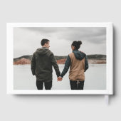 Moderne Kalligraphie-Hochzeit in Weiß und Schwarz Gästebuch (Rückseite)