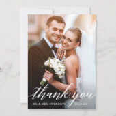 Moderne Kalligraphie Hochzeitbricht und Groom-Foto Dankeskarte (Vorderseite)