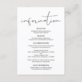 Moderne Kalligraphie, Hochzeitdetails, Information Begleitkarte
