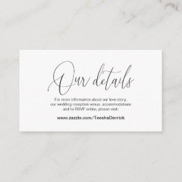 Moderne Kalligraphie, Hochzeitdetails, Information Begleitkarte