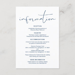 Moderne Kalligraphie, Hochzeitdetails, Information Begleitkarte