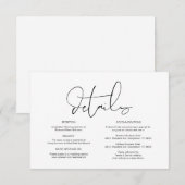 Moderne Kalligraphie, Hochzeitdetails, Information Begleitkarte (Vorne/Hinten)