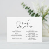 Moderne Kalligraphie, Hochzeitdetails, Information Begleitkarte (Stehend Vorderseite)