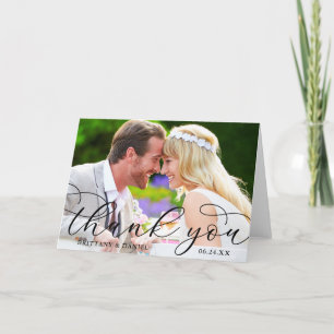 Moderne Kalligraphie Hochzeitkuppelfalte Foto Dankeskarte