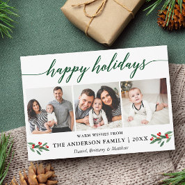 Moderne Kalligraphie Holly Green 3 Foto Feiertagskarte