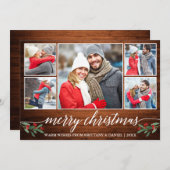 Moderne Kalligraphie Holz 5 Foto Frohe Weihnachten (Vorne/Hinten)