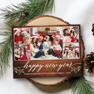 Moderne Kalligraphie Holz 5 Foto Glück Neues Jahr Postkarte