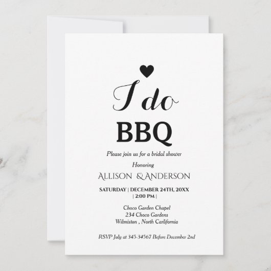 Moderne Kalligraphie i do Grillen Brautparty Einladung (Vorderseite)