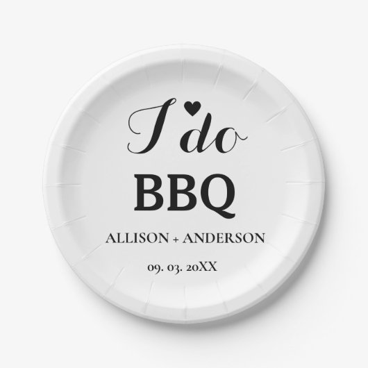 Moderne Kalligraphie i do Grillen Brautparty Pappteller (Vorderseite)