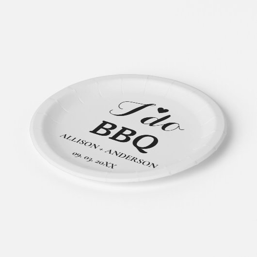 Moderne Kalligraphie i do Grillen Brautparty Pappteller (Schrägansicht)