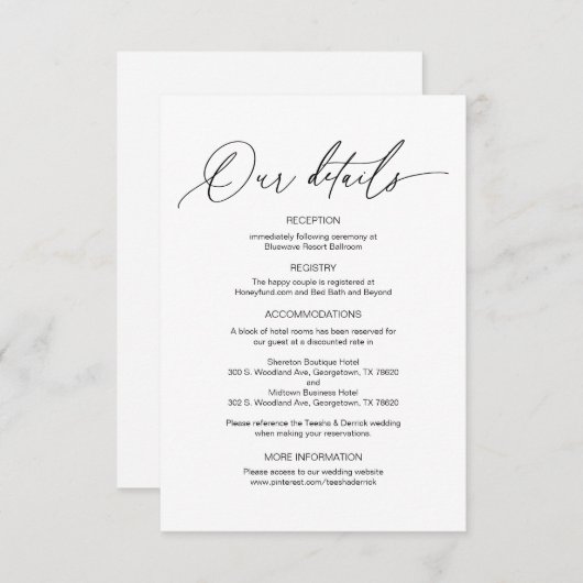 Moderne Kalligraphie, Informationen zu Hochzeiten Begleitkarte (Vorne/Hinten)