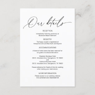 Moderne Kalligraphie, Informationen zu Hochzeiten Begleitkarte