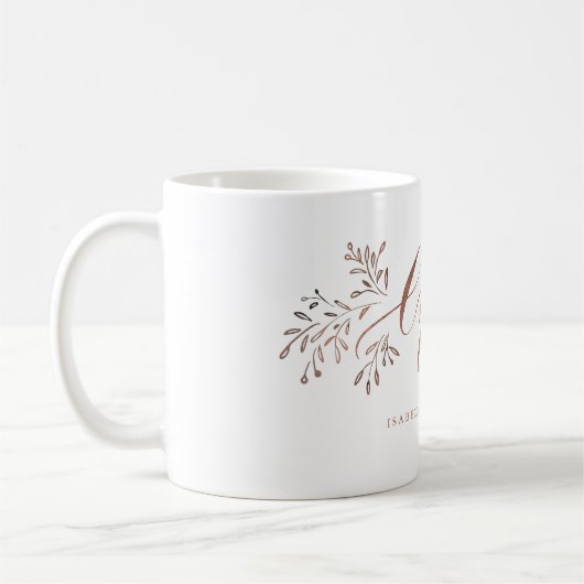 Moderne Kalligraphie jubelt rustikale Blumen Kaffeetasse (Links)