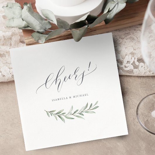 Moderne Kalligraphie jubelt rustikale Hochzeit Serviette