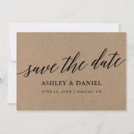 Moderne Kalligraphie Kraft Save the Date Card Dankeskarte