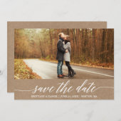 Moderne Kalligraphie Kraft Save the Date Card Dankeskarte (Vorne/Hinten)