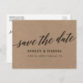 Moderne Kalligraphie Kraft Save the Date Postkarte (Vorne/Hinten)