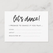 Moderne Kalligraphie Let's dance song request Begleitkarte (Vorderseite)