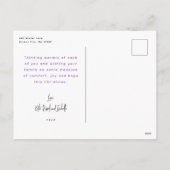 Moderne Kalligraphie Lila Mittens Foto Feiertagspostkarte (Rückseite)